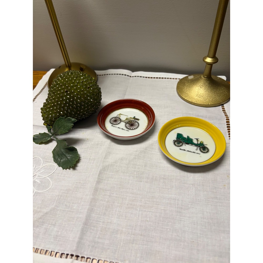 Vintage Ceramic Antique Car Coaster Set of 2